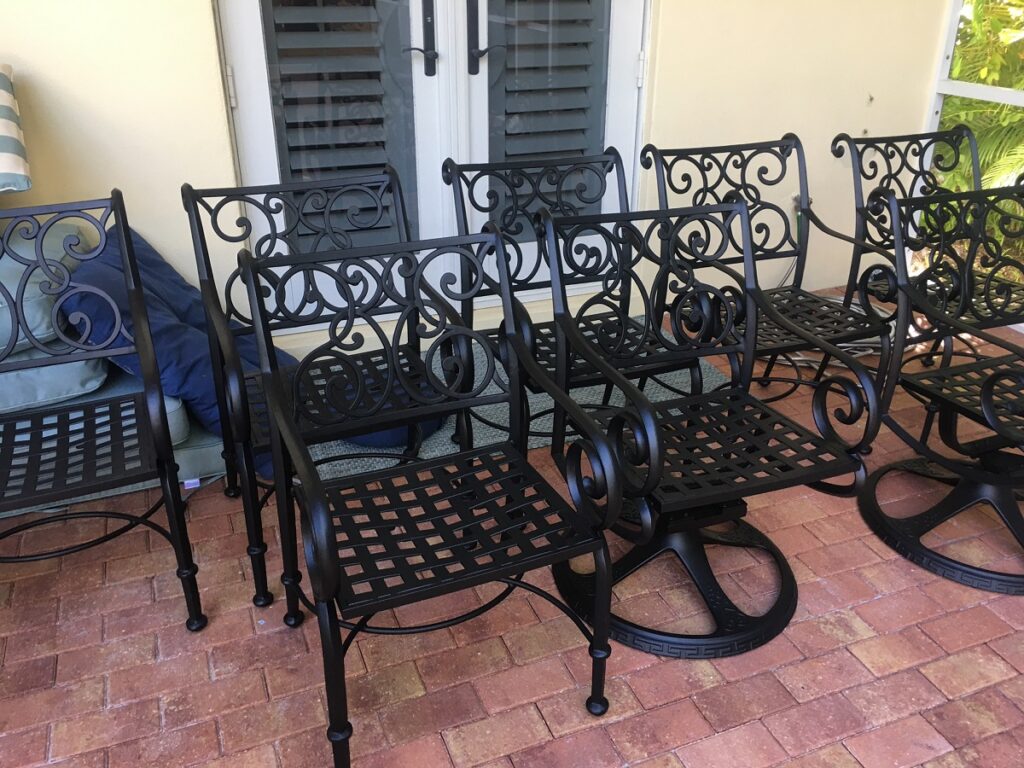 Powder coated patio furniture restoration in Naples FL